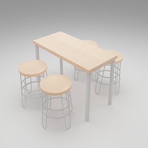 bar stools and table cafe stools 3D model