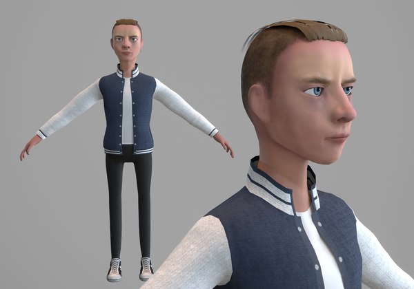 male college stundent 3D model