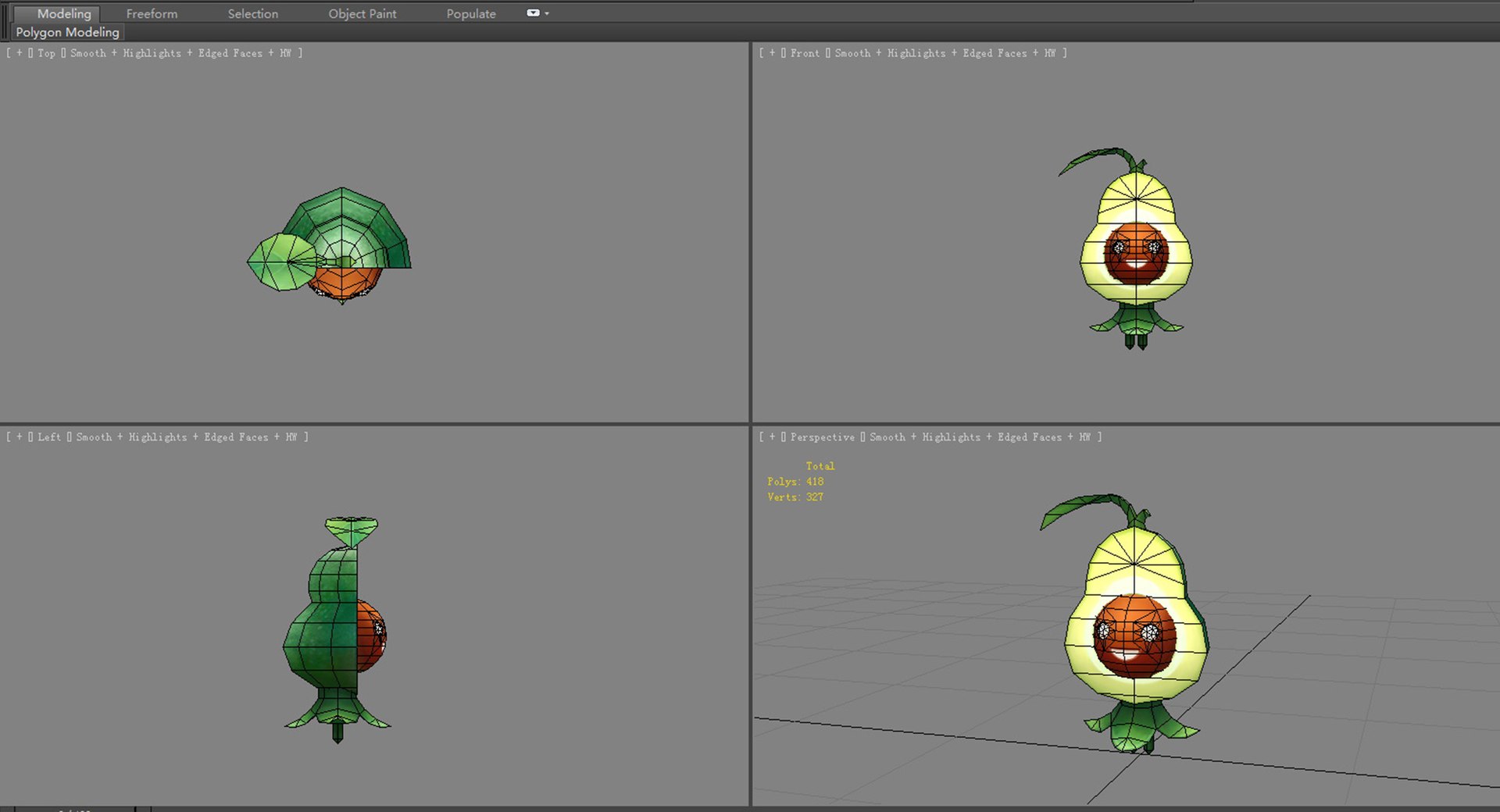 3D Model Cartoon Fruit Mascot - Avocado Man Low-poly 3D Model ...