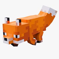 Minecraft Fox Rigged 3D Model Game Ready 4K PBR