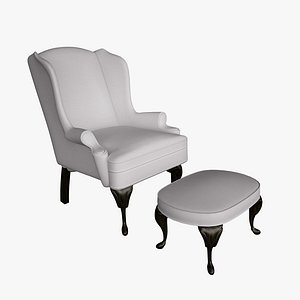3D model chair ottoman style