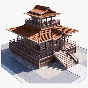 japan temple house 3D model