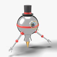Jet Powered Floating Butler Robot with Monocle and Top Hat - Retro Sci-Fi Prop