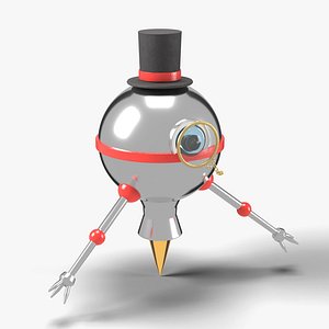 Jet Powered Floating Butler Robot with Monocle and Top Hat - Retro Sci-Fi Prop