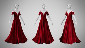3D Dress 38 Crimson Velvet model