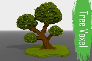 3D model voxel tree low-poly
