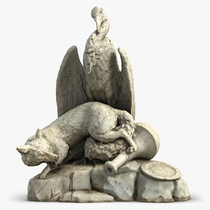 sculpture fox stork 3D model