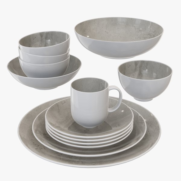 set dinnerware bowl 3D model