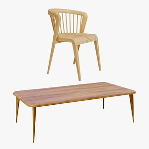 Wooden Chair With Coffee Table Modern