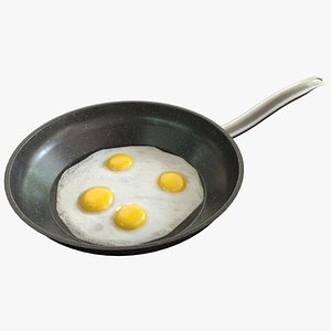 Fried Eggs in Pan 3D