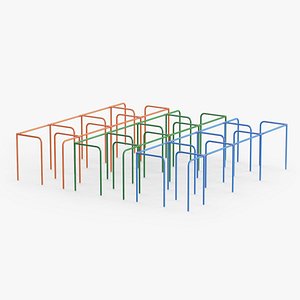 3D Labyrinth Outdoor Calisthenics Rig  Green Blue Orange model