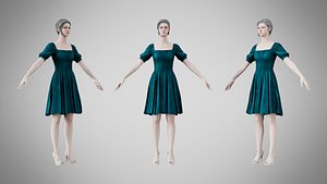 3D Dress 26 Teal Velvet model