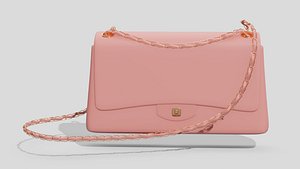 3D Pink classic envelope bag with gold chain model