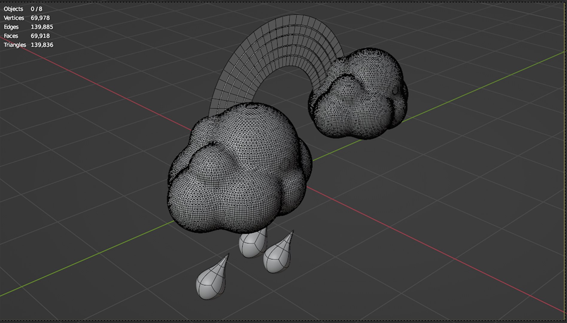 3D 3d Rainbow With Rain And Clouds Icon Model - TurboSquid 2045370