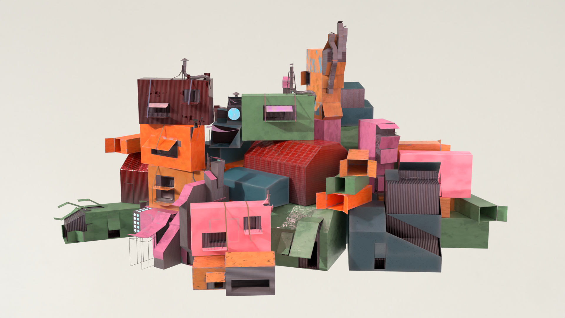 3D Container Buildings Styliced - TurboSquid 2279129