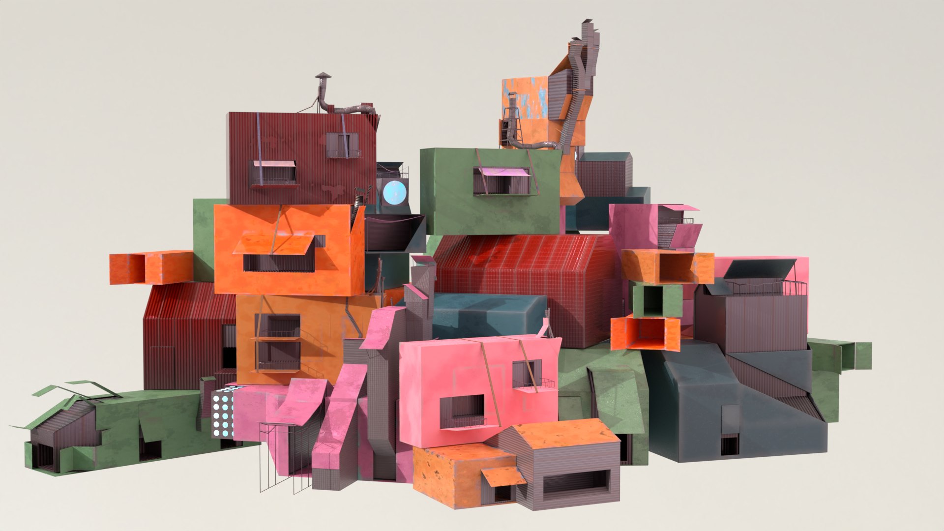 3D Container Buildings Styliced - TurboSquid 2279129
