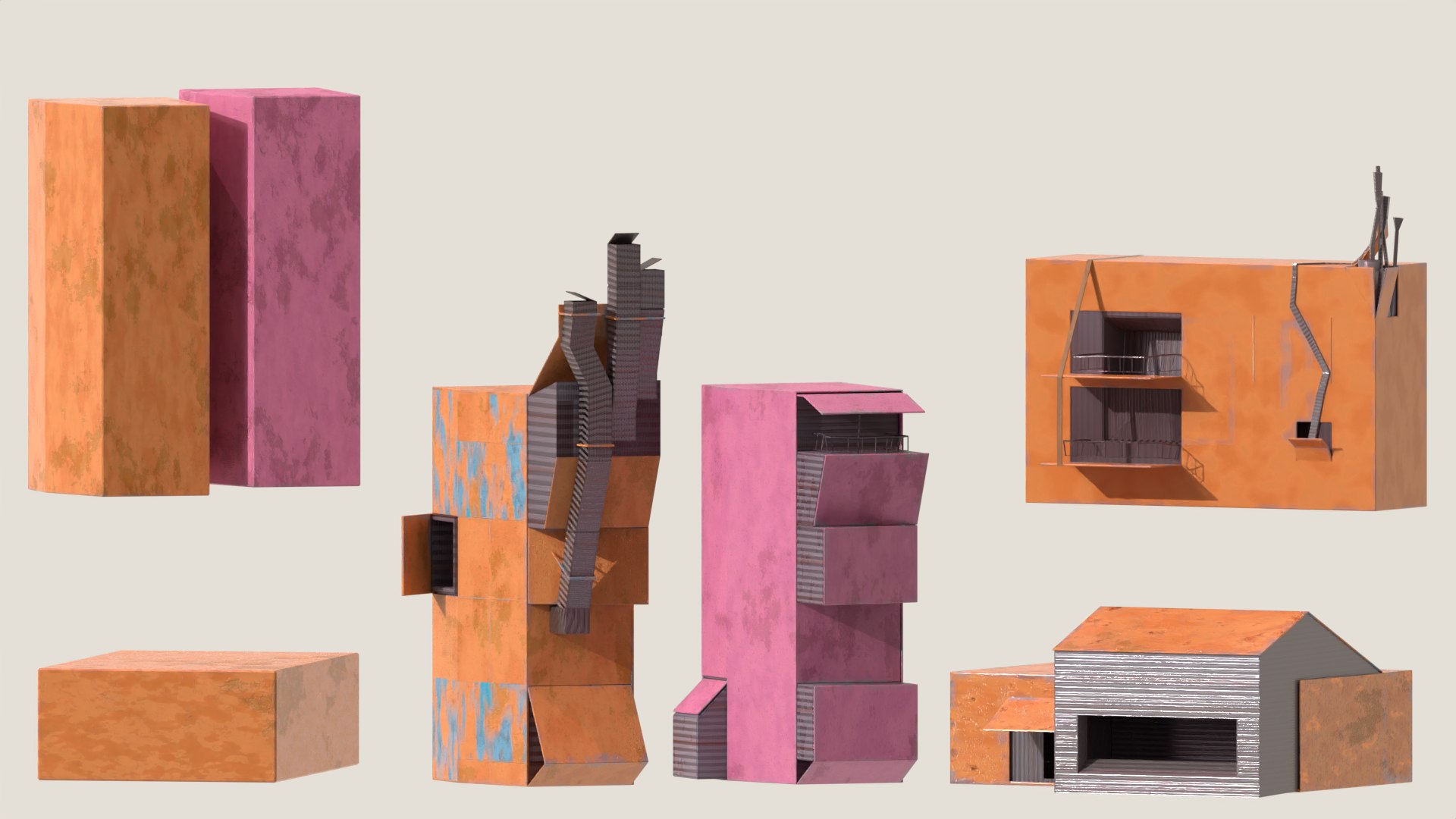 3D Container Buildings Styliced - TurboSquid 2279129
