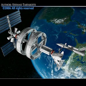 Space station with spaceships