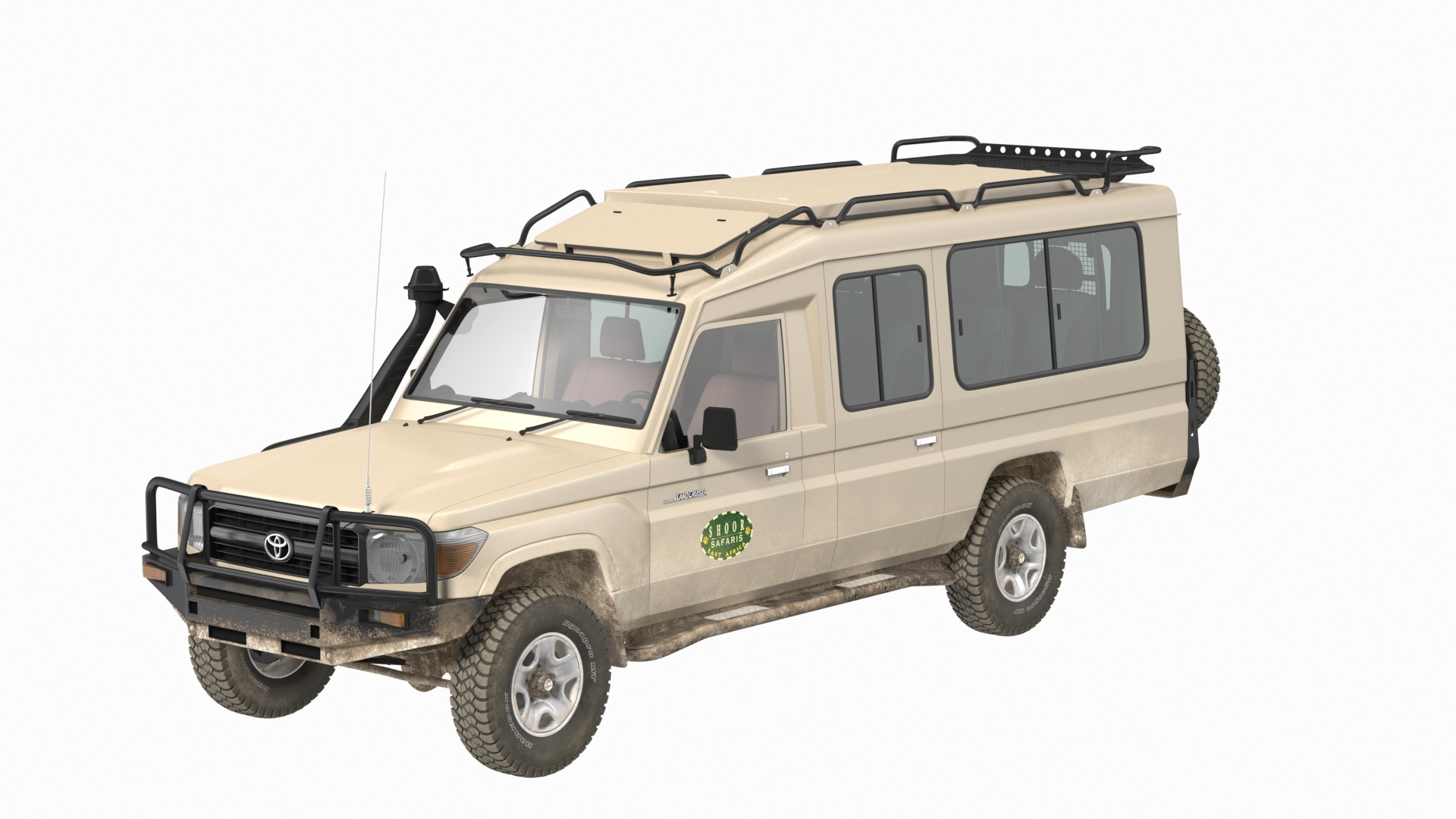 Toyota Land Cruiser Safari Beige Dirty Rigged 3D Model
