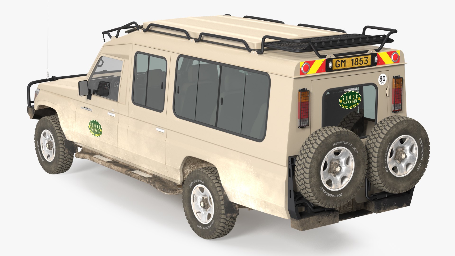 Toyota Land Cruiser Safari Beige Dirty Rigged 3D Model