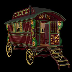 poser antique gypsy cart wagon