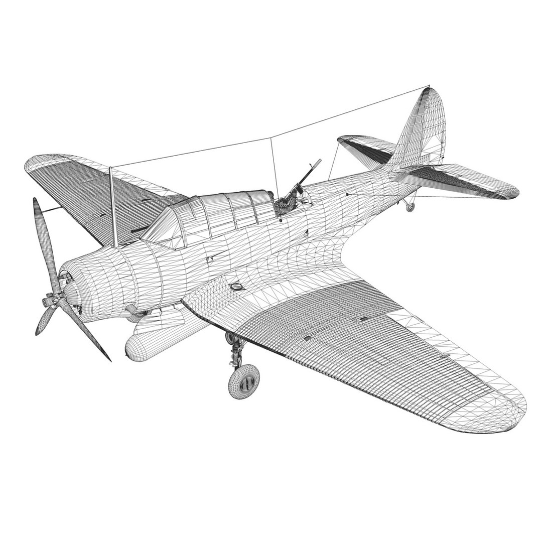 Douglas Tdb-1 Devastator Bomber 3d Model