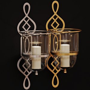 Wall sconce Grand Fret Hurricane Silver and Gold