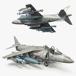 3D Harrier II Strike Jet Italian Navy Rigged