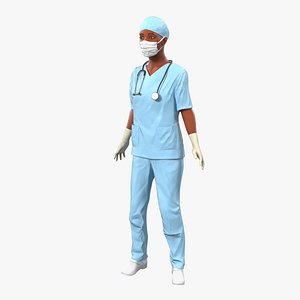 3d model female surgeon african american