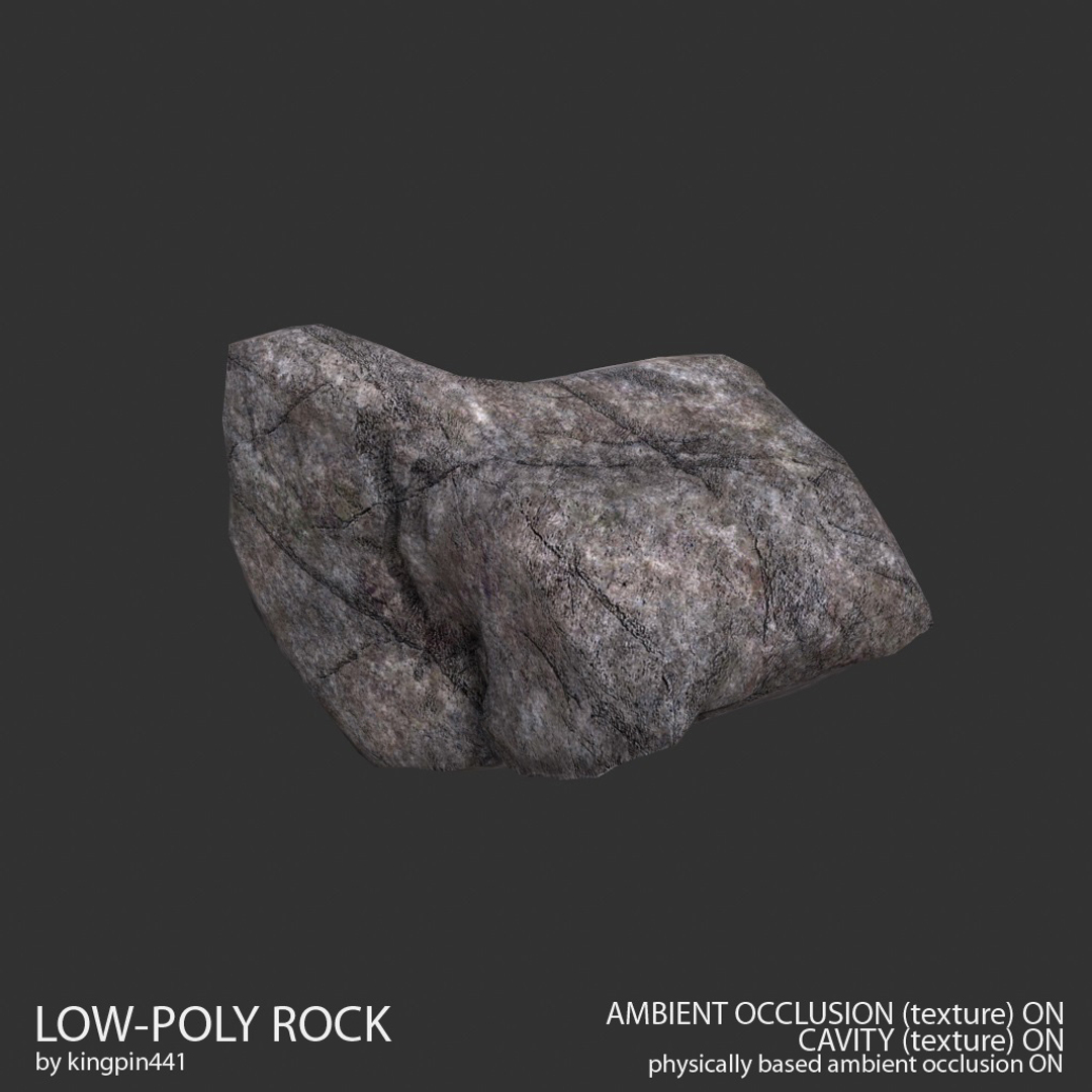 low-poly rock 3d model