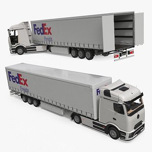 Electric Truck with FedEx Freight Trailer Rigged