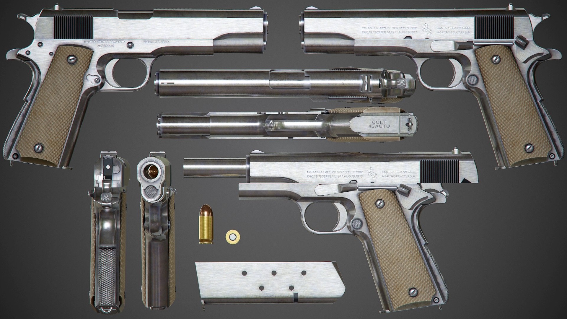 Pistol colt m1911 a1 3D model - TurboSquid 1279743