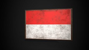 3D Old Picture Frame With Indonesia  Flag - Game Ready PBR Low-poly 3D Model