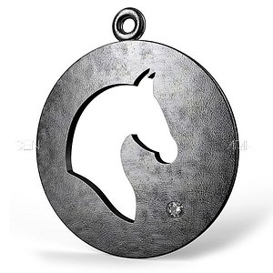 3dsmax domed horse pendant