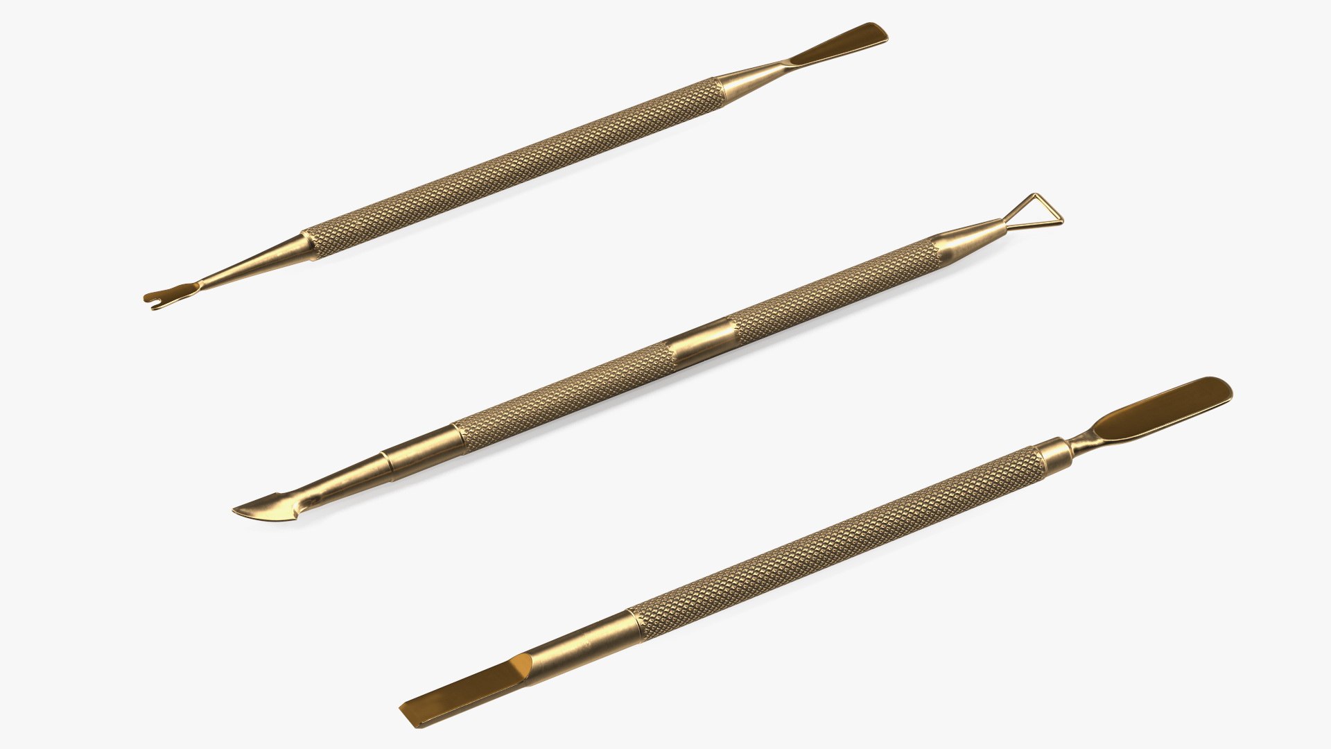 Professional Cuticle Pusher Gold Set 3D model preview
