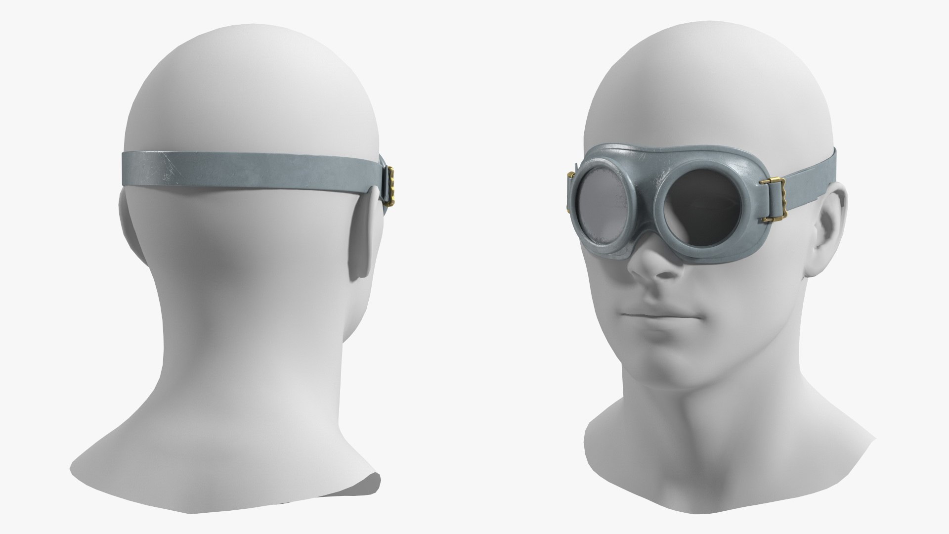 3D Round Army Goggles Gray On Mannequin Head - TurboSquid 2212196