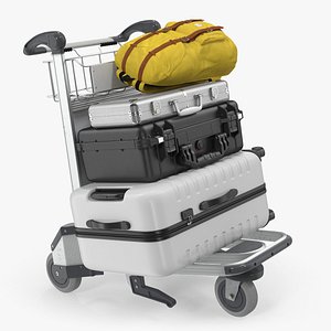 3D baggage airport luggage trolley