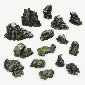 mossy rocks 3D model