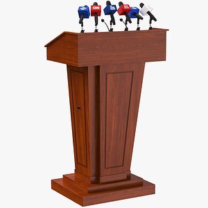 Podium With Press Microphones