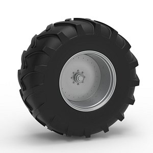 Rear wheel of Vintage Pulling tractor Version 4 Scale 1 to 25 3D