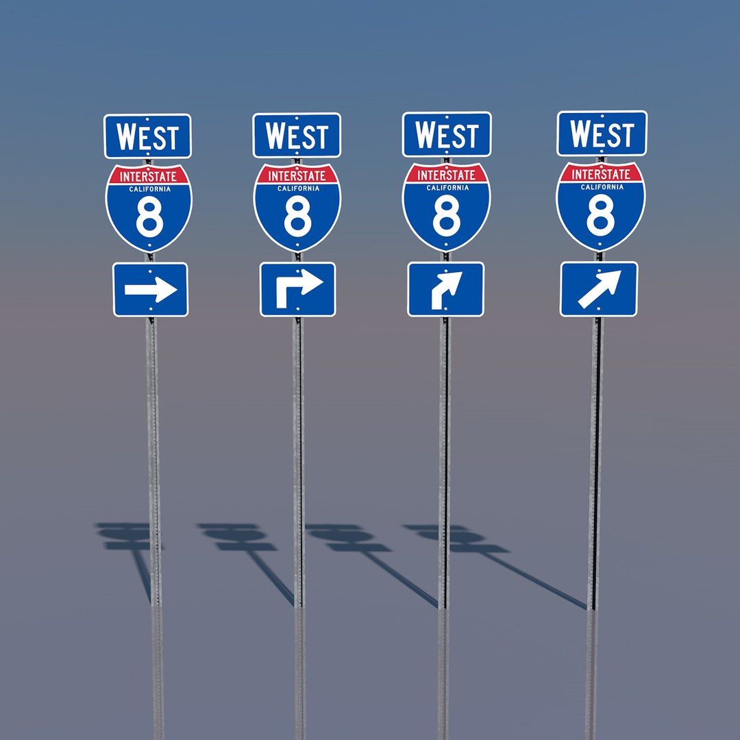 3d interstate 8 signs california model https://p.turbosquid.com/ts-thumb/3C/aFoYi4/0cbL15tL/interstate8westrightturncalifornia/jpg/1369146963/1920x1080/fit_q87/5a419e6d304716f9f08bfc38901a4eae167f880e/interstate8westrightturncalifornia.jpg