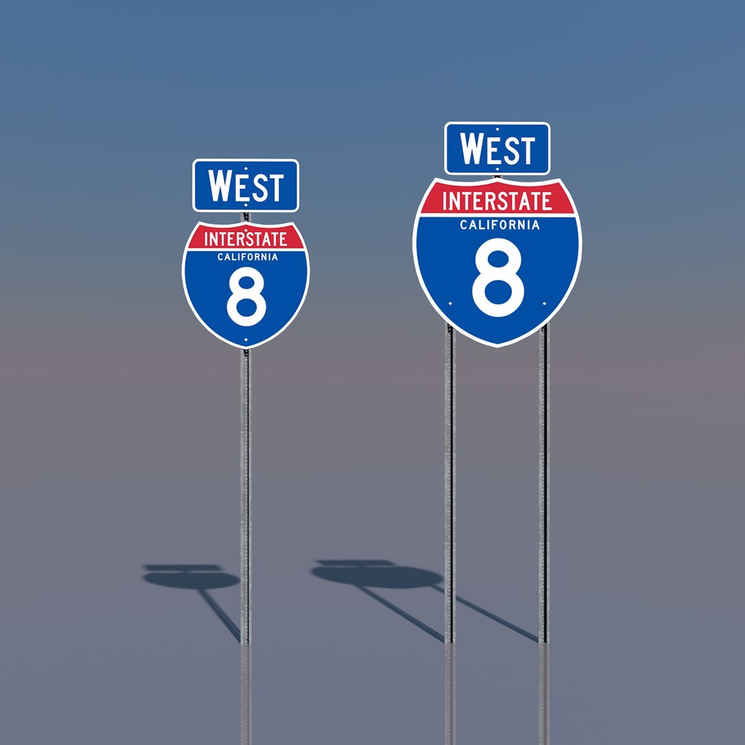 3d Interstate 8 Signs California Model