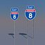 3D California Interstate 8 Signs