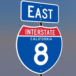 3D California Interstate 8 Signs