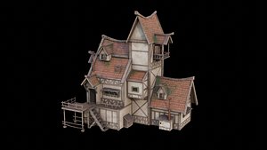 3D Medival house Low-poly 3D model