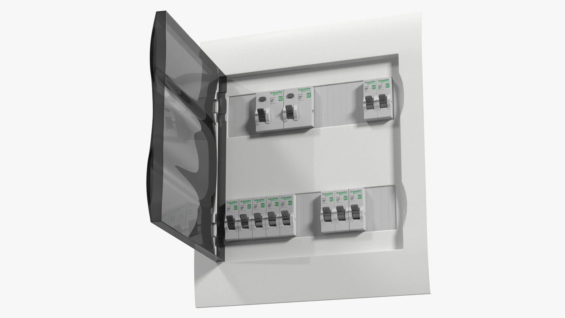 Schneider Electrical Enclosure with Circuit Breakers 3D model preview