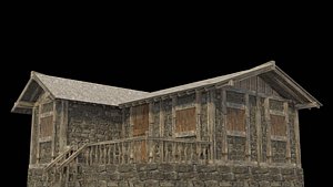 old village medieval city house low poly 3D