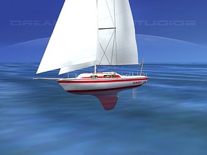3D cutter rigged sailing sailboats