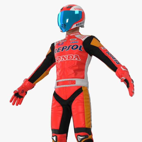 Sport Bike Rider Wearing Honda Race Suit 3D model