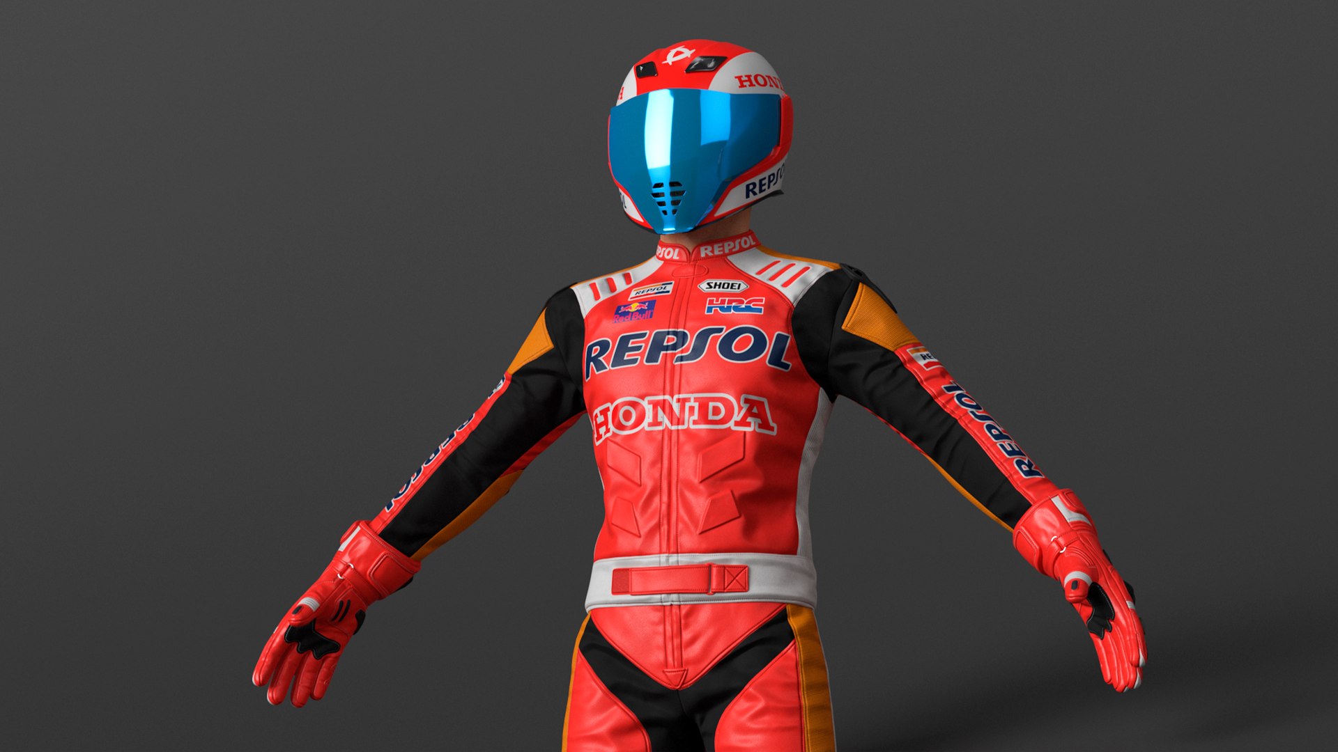 Sport Bike Rider Wearing Honda Race Suit 3D Model - TurboSquid 2235930